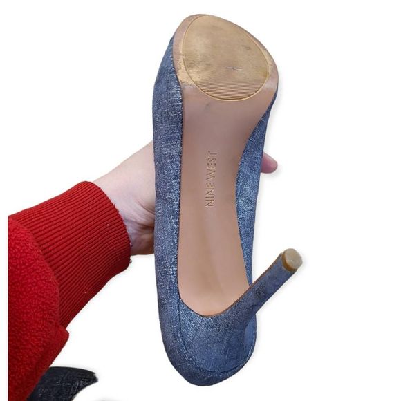 Nine West Juliette Blue Leather Platform Heels size 9.5 - Picture 7 of 12